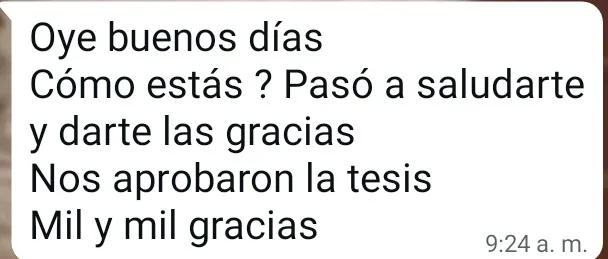 Mensaje de agradecimiento de un cliente por WhatsApp (1 de 20)
