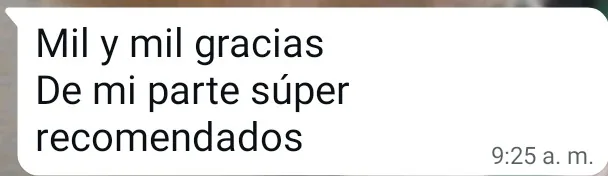 Mensaje de agradecimiento de un cliente por WhatsApp (4 de 20)