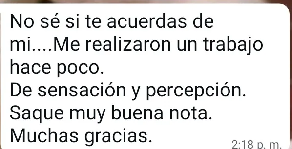 Mensaje de agradecimiento de un cliente por WhatsApp (7 de 20)