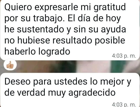 Mensaje de agradecimiento de un cliente por WhatsApp (10 de 20)