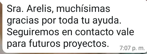 Mensaje de agradecimiento de un cliente por WhatsApp (13 de 20)
